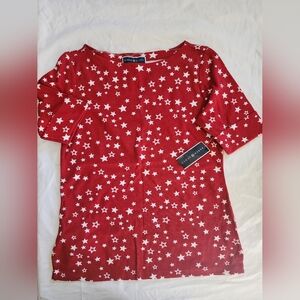 Karen Scott Red Star-Print Women’s Top (sz small)
